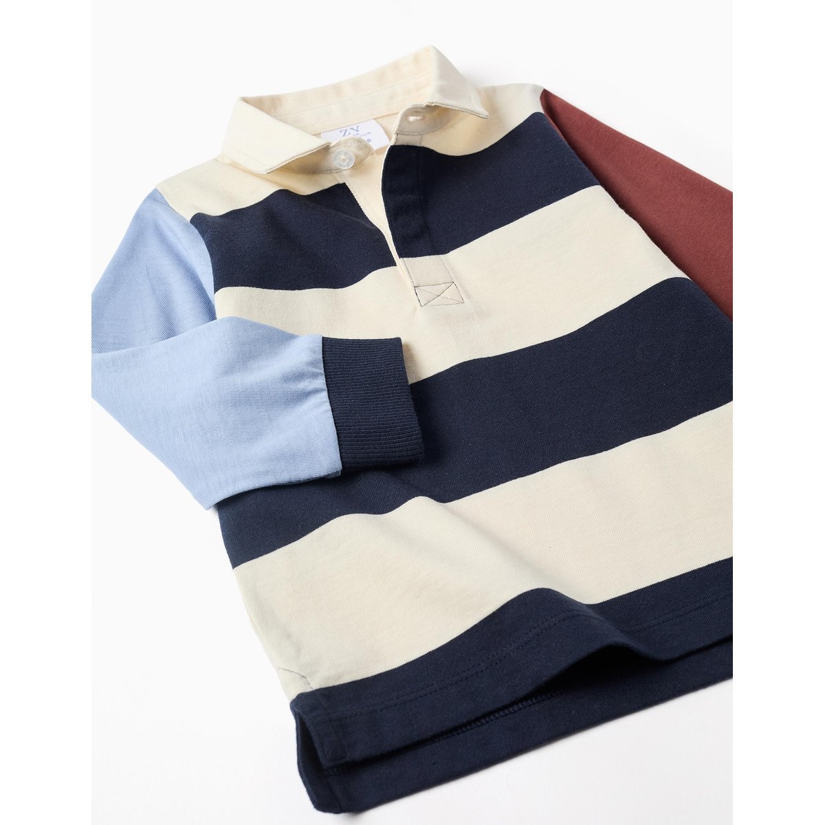Polo en coton à manches longues à rayures bleu foncé, ZIPPY