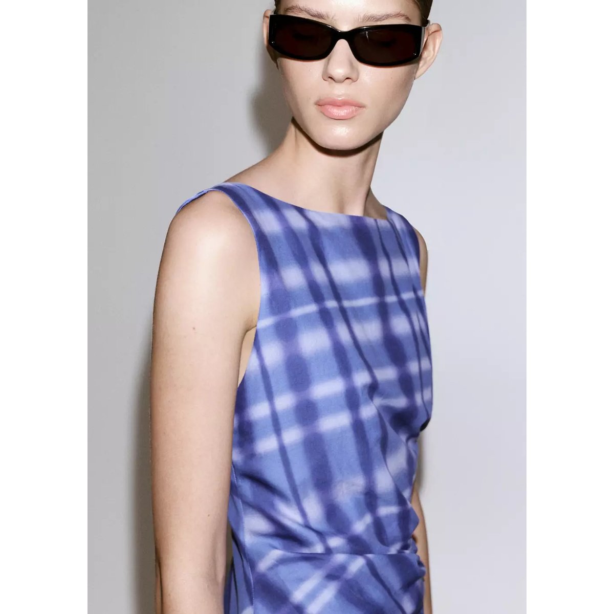 Robe 100 % coton imprimé bleu, MANGO