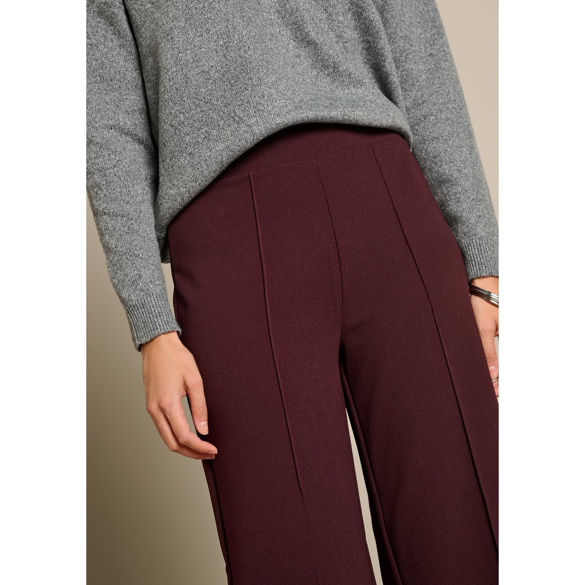 Pantalon large taille haute bordeaux wine, LOLALIZA