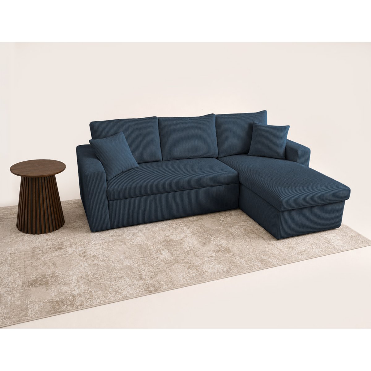 Canapé d'angle convertible 4 places, CYRUS bleu, BEST MOBILIER