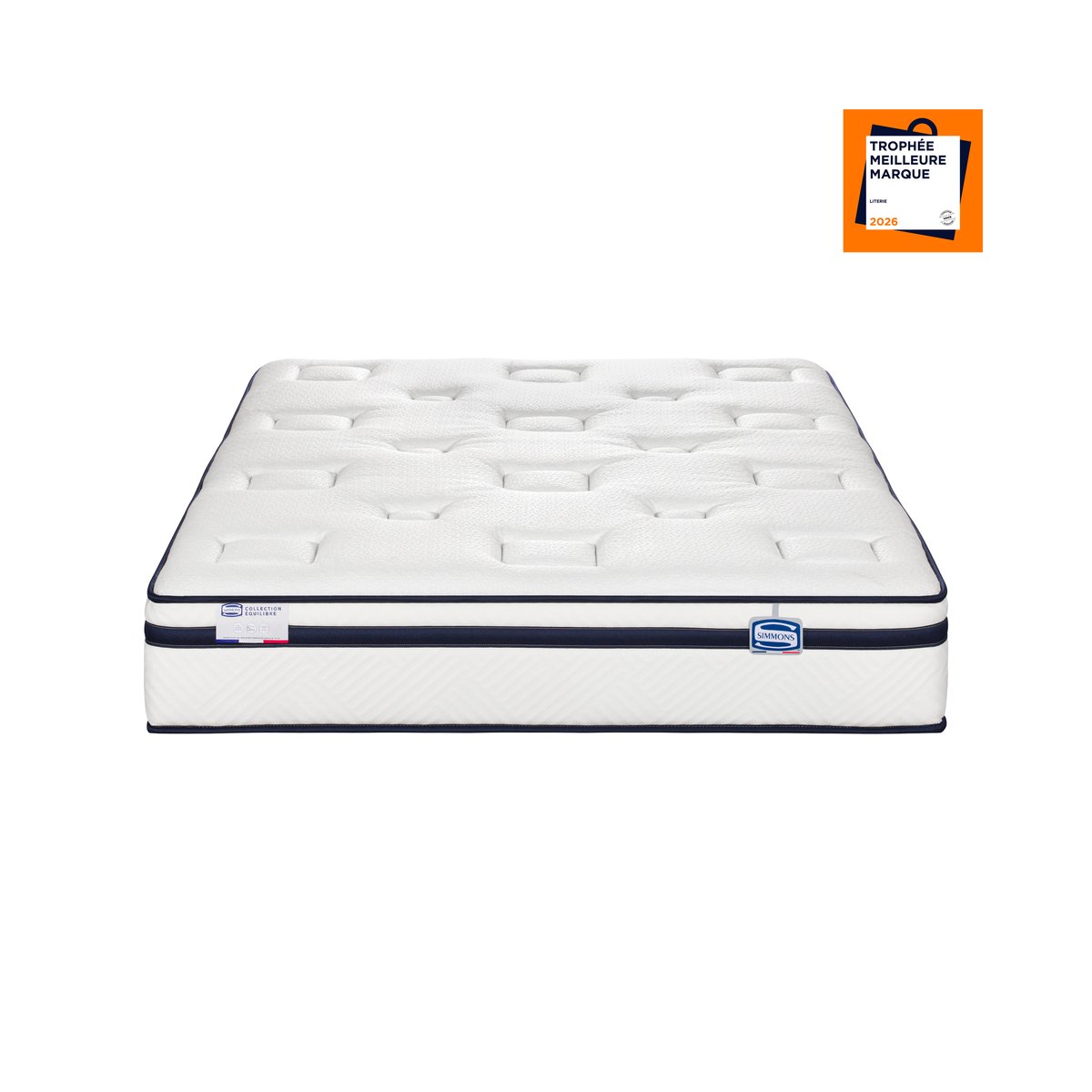 Matelas L'INCOMPARABLE 140x190, Hybride, ferme, H27 blanc, SIMMONS