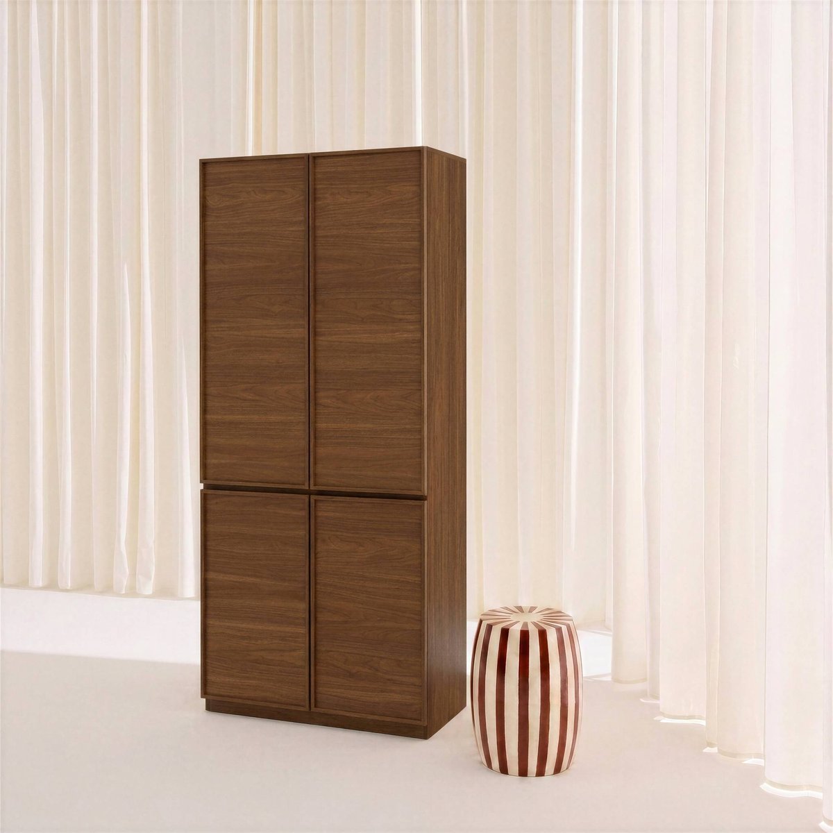 Module dressing décor bois 4 portes 1 penderie KUBA naturel, SWEEEK