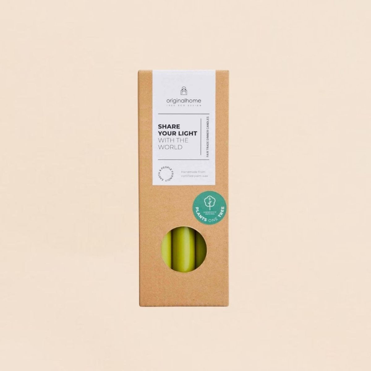 Set de 10 bougies cierges 20 cm vert clair, ORIGINALHOME