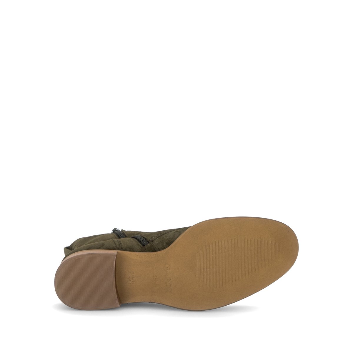 Bottines en cuir velours à talon décroché kaki, GABOR
