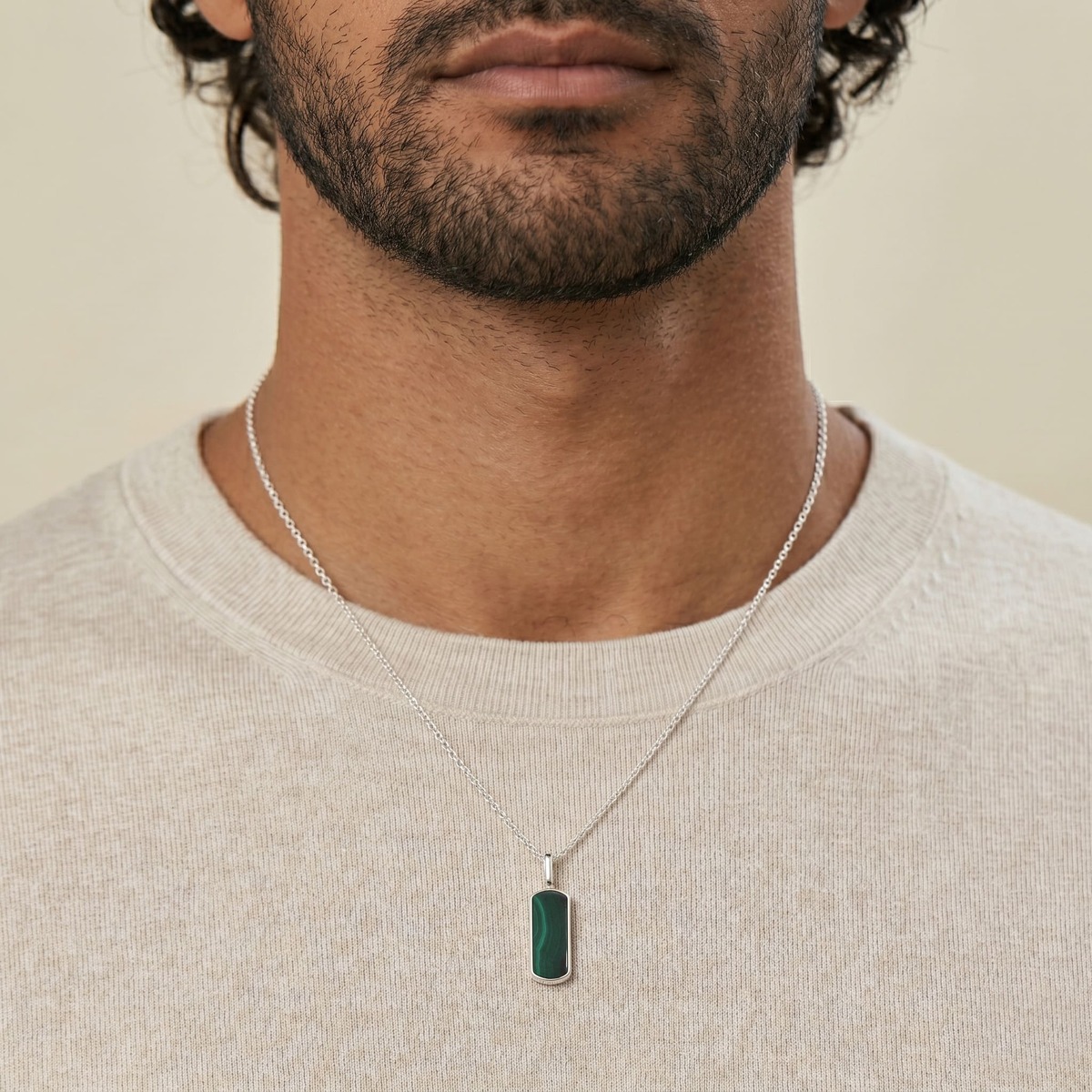 Pendentif Homme argenté, vert vif, LOUIS PION