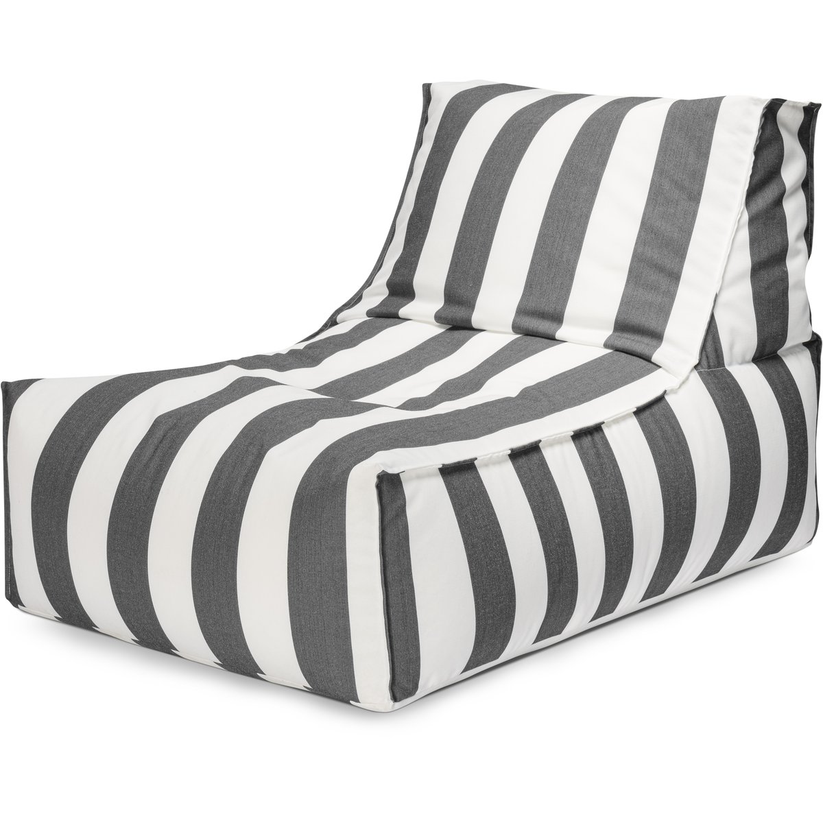 Pouf extérieur avec dossier rayures SANTORIN ROCK gris anthracite et blanc, MAGMA HEIMTEX
