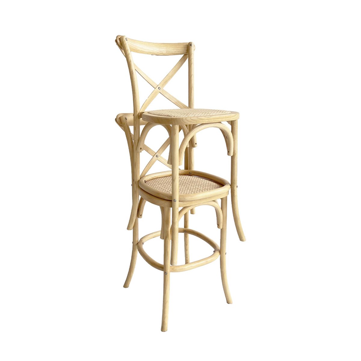 Tabouret de bar bistrot vintage bois 65cm (lot de 2) BELLEVILLE naturel, SWEEEK