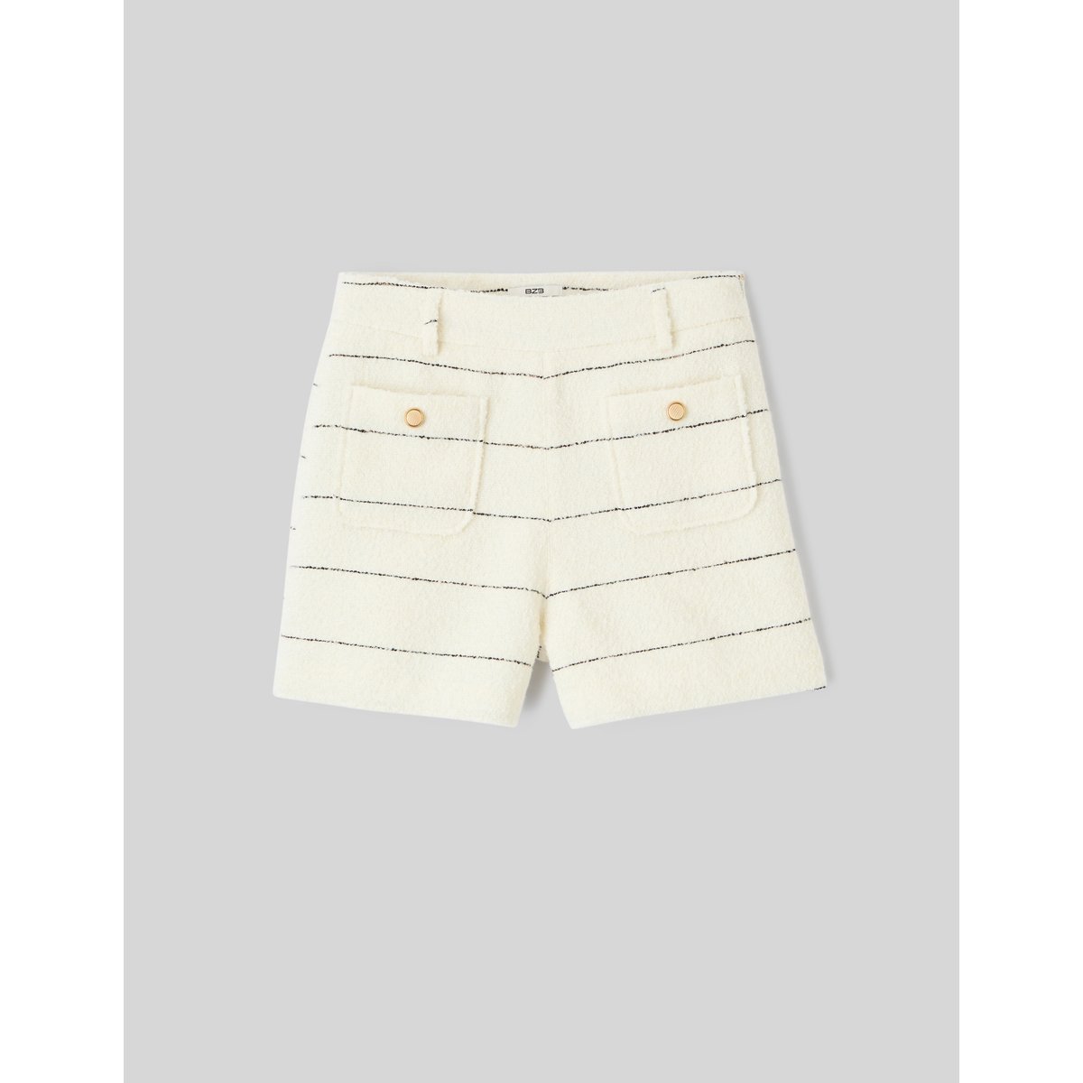 Short en tweed rayé blanc écru, BZB