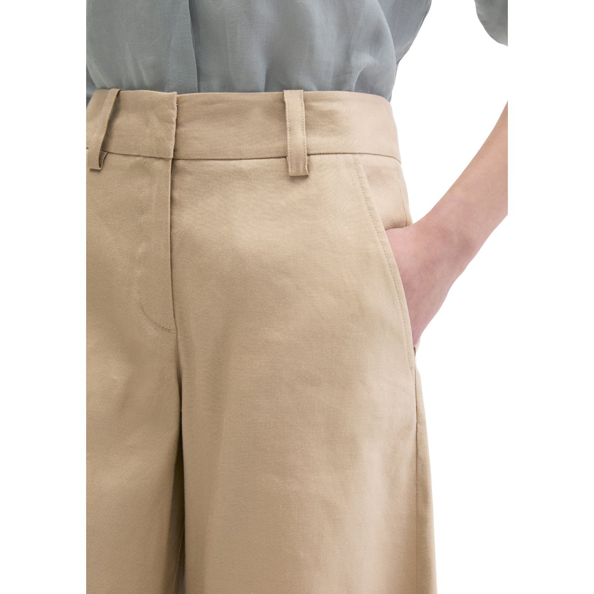 Short chino flared en viscose-lin stretch beige, MARC O'POLO