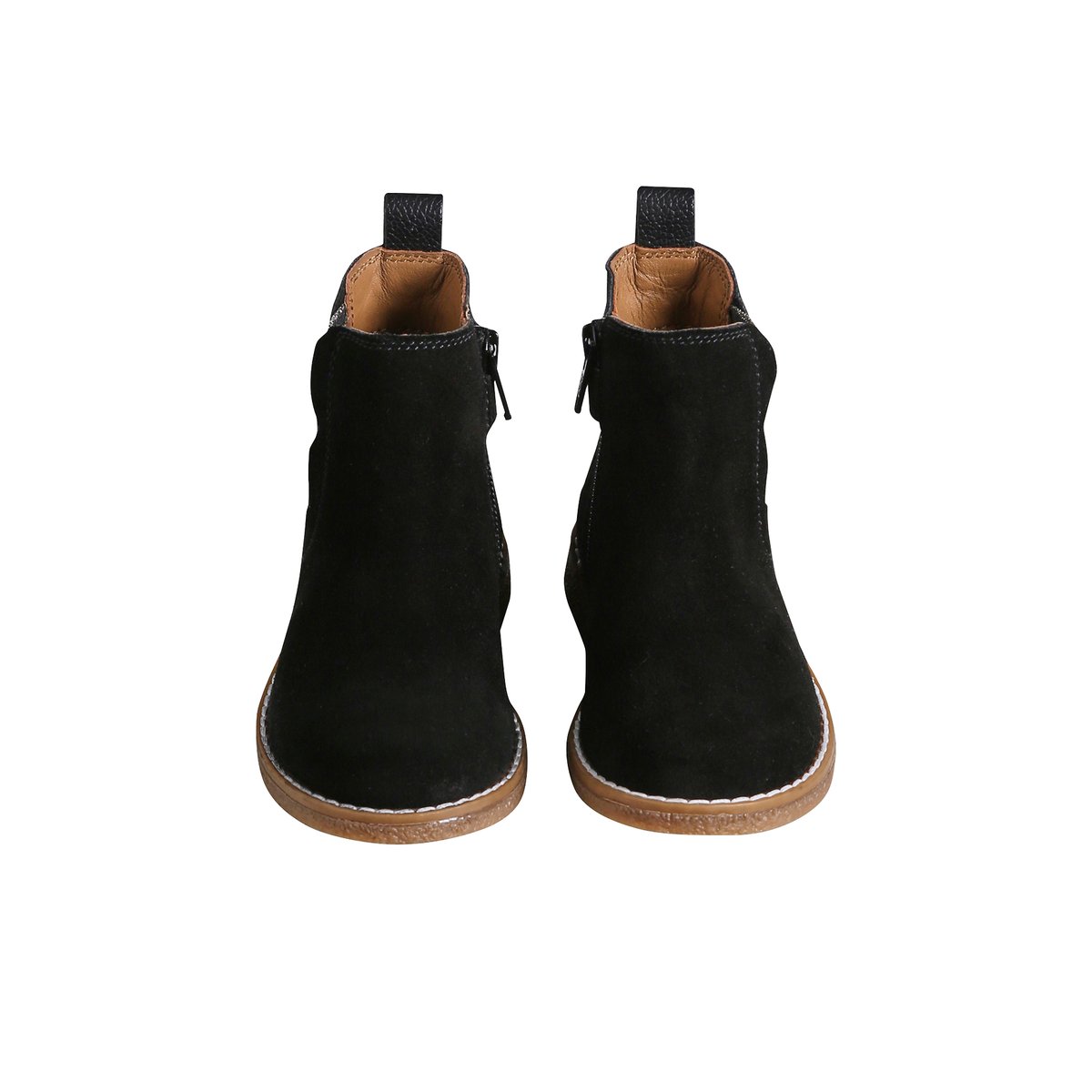 Boots cuir zippées noir, VERTBAUDET