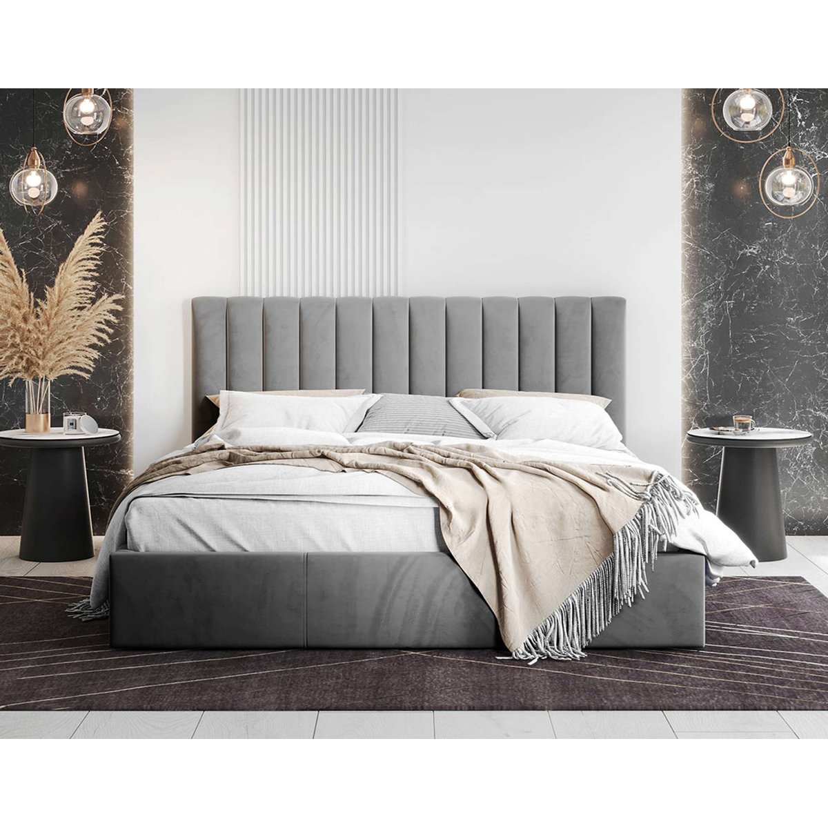 Lit coffre - ROSARIO gris, BEST MOBILIER