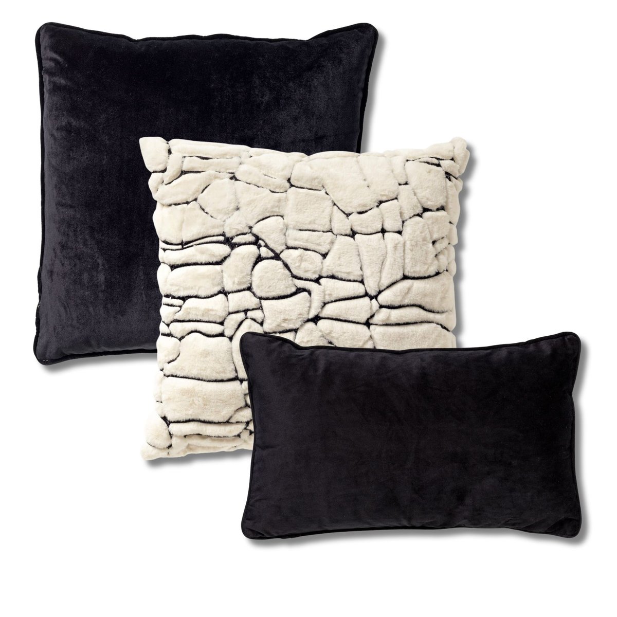 Coussins Rodin (Lot de 3) noir, DUTCH DECOR