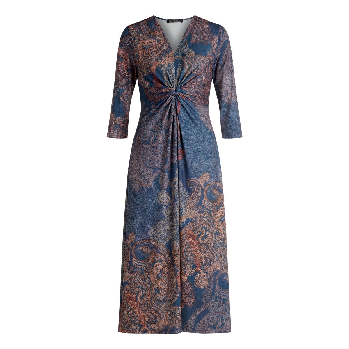 Robe longueur midi à fronce bleu/rouge, BETTY BARCLAY