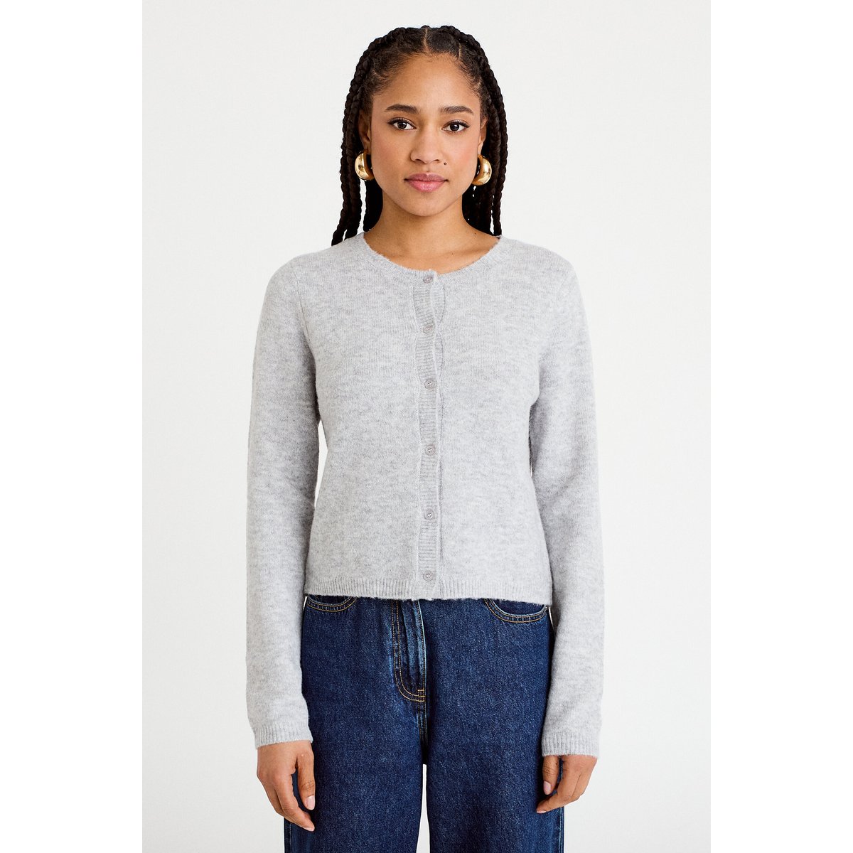 Gilet boutonné manches longues gris foncé, CACHE CACHE