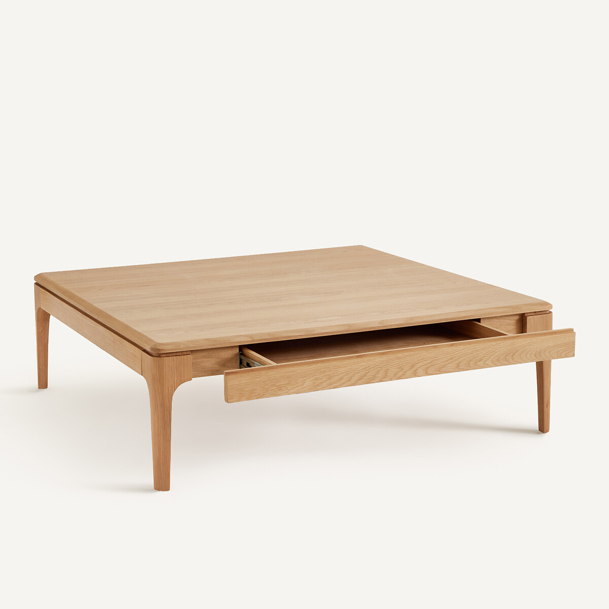 Sanara Solid Oak and Veneer Square Coffee Table with 2 Drawers natural oak, AM.PM