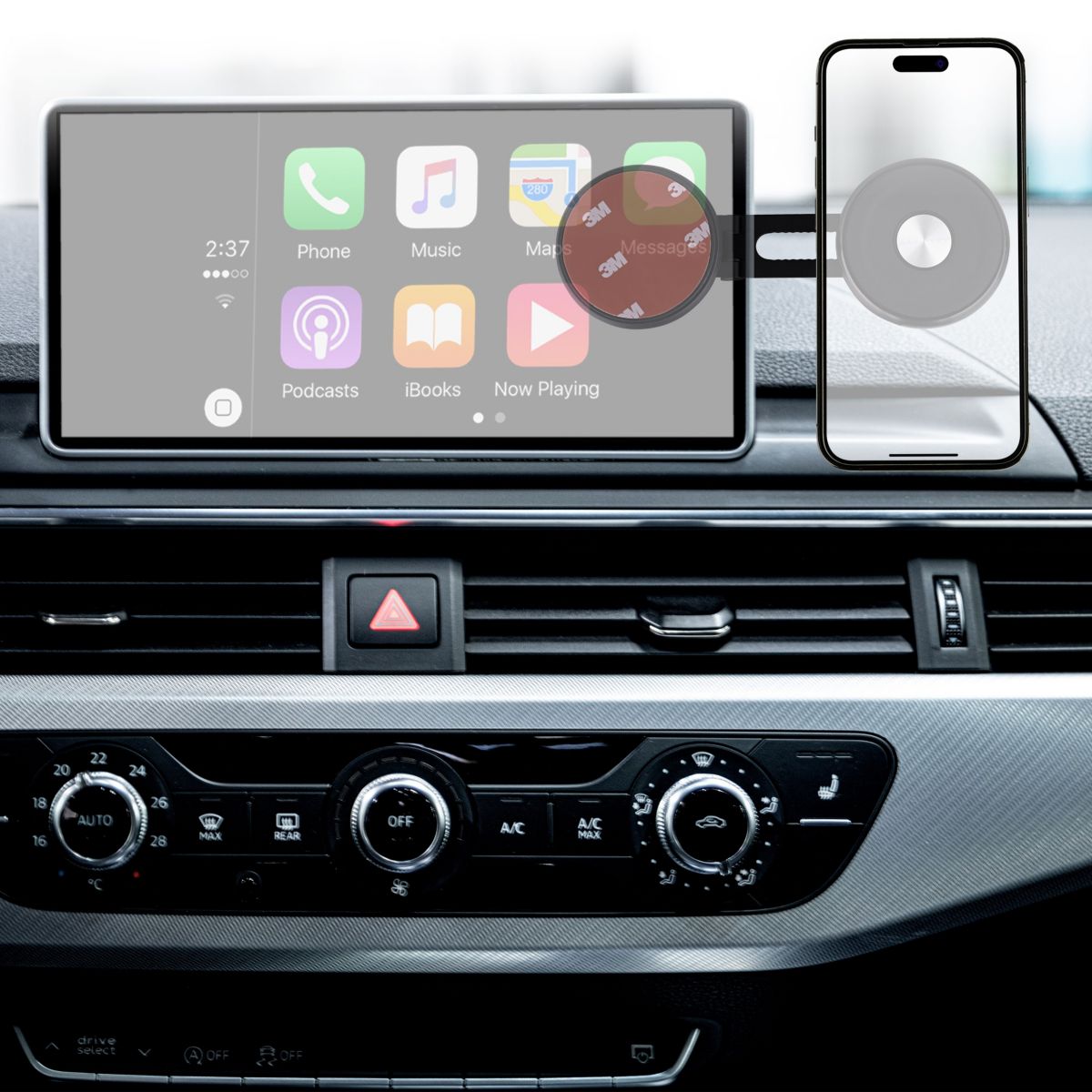 Support smartphone Voiture tableau de bord aimanté noir couleur unique, TNB