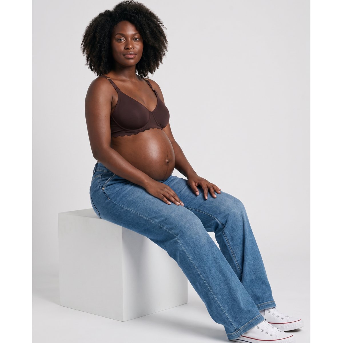 Jean de grossesse wide leg Kelly mid mid blue, CACHE COEUR