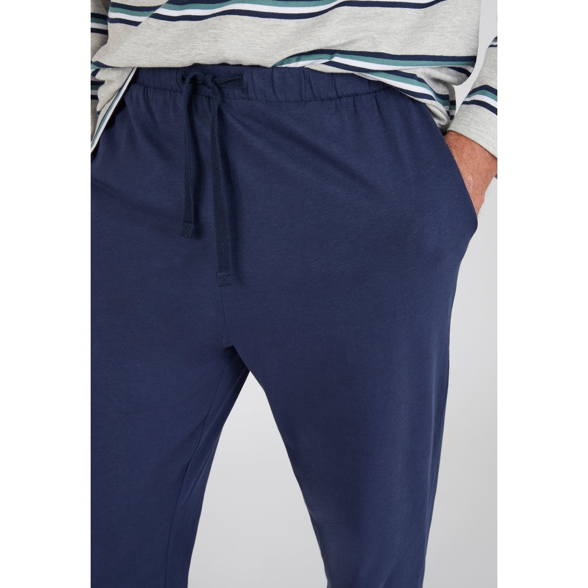 Pyjama en maille jersey gris chiné rayé, DAMART
