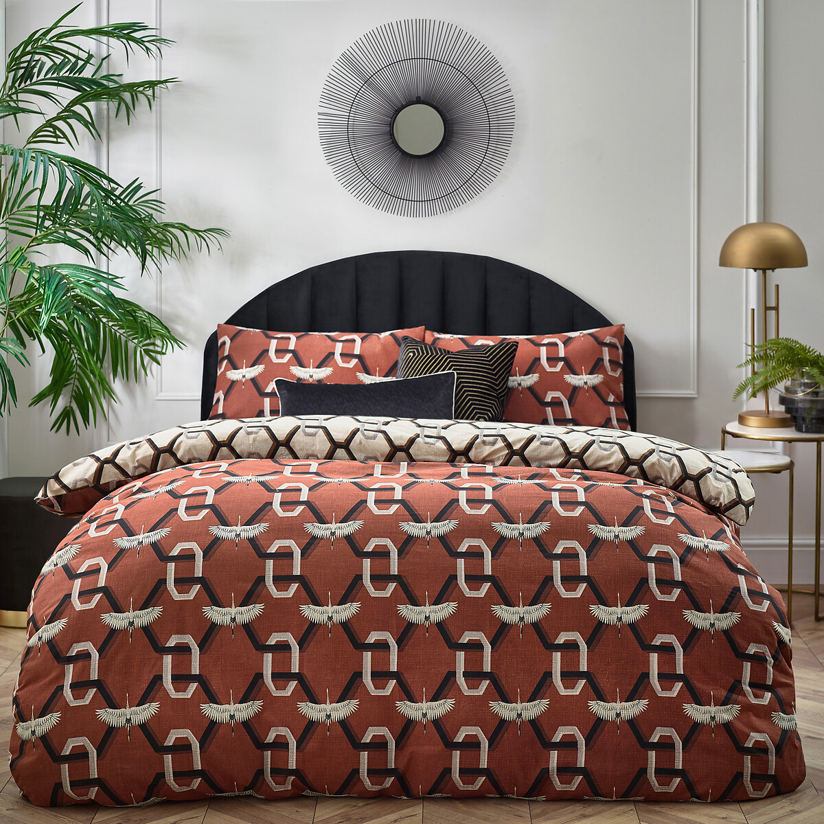 Avalon Cotton Blend Duvet Cover and Pillowcase Set terracotta, FURN.