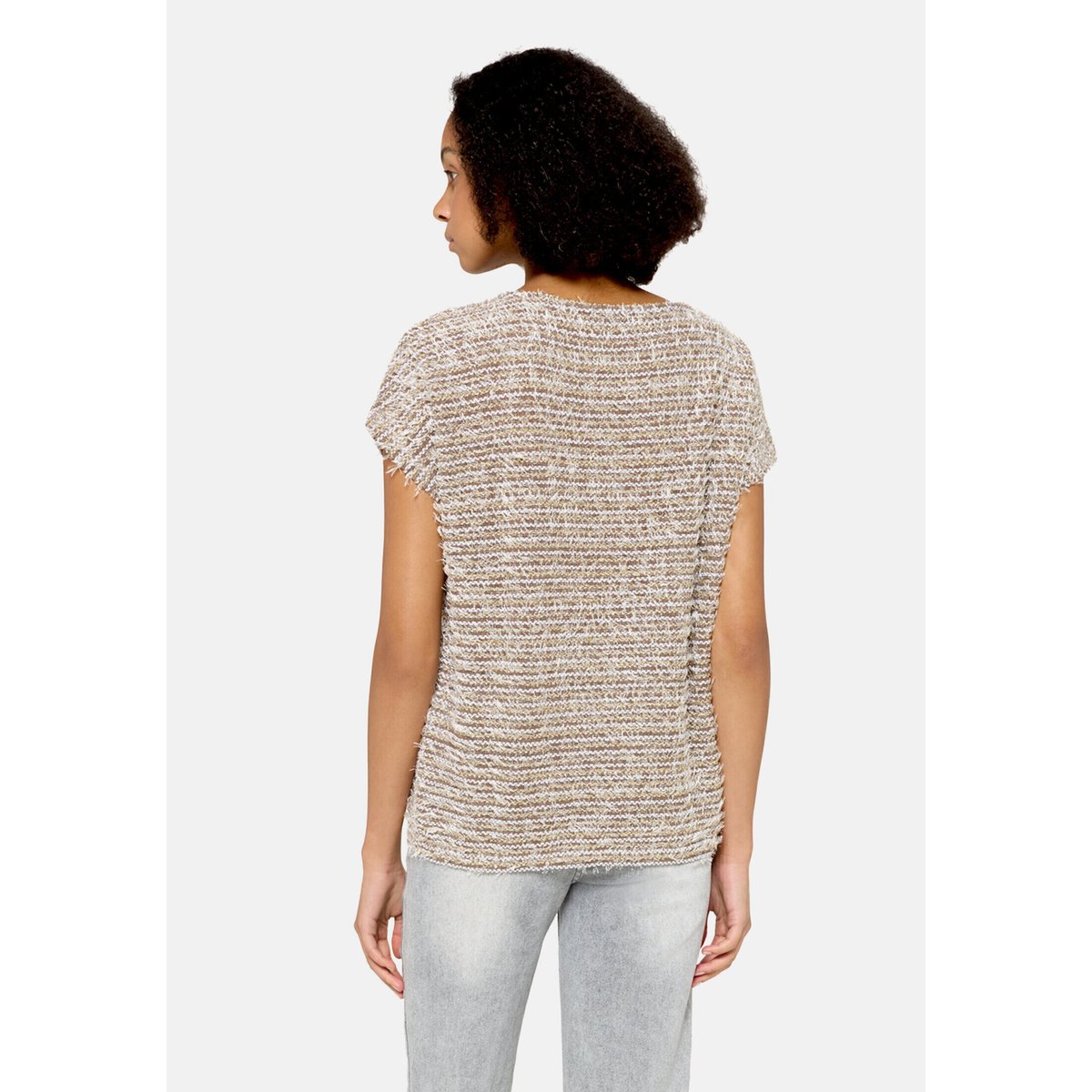 Pull-over en fine maille à fils de fil textile taupe/beige, BETTY BARCLAY