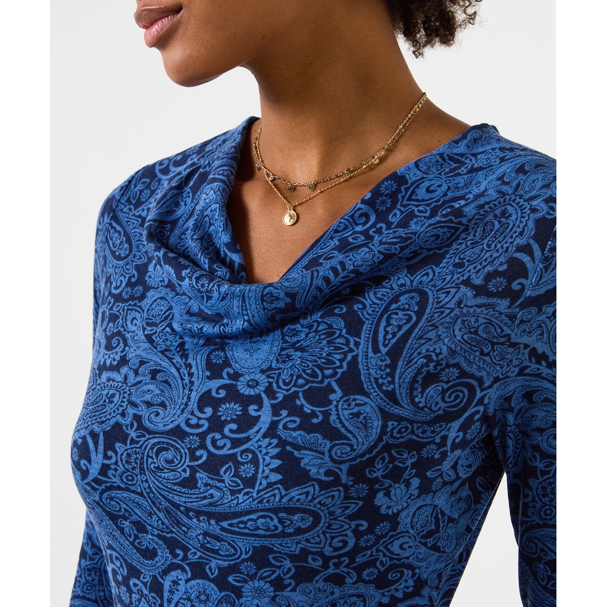 Henley en Jersey à Col Bénitier Imprimé Cachemire bleu, JOE BROWNS