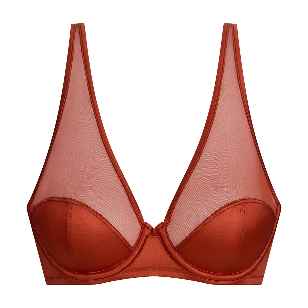 Soutien-gorge balconnet avec armatures Dim x Inès de la Fressange rouge brique, DIM