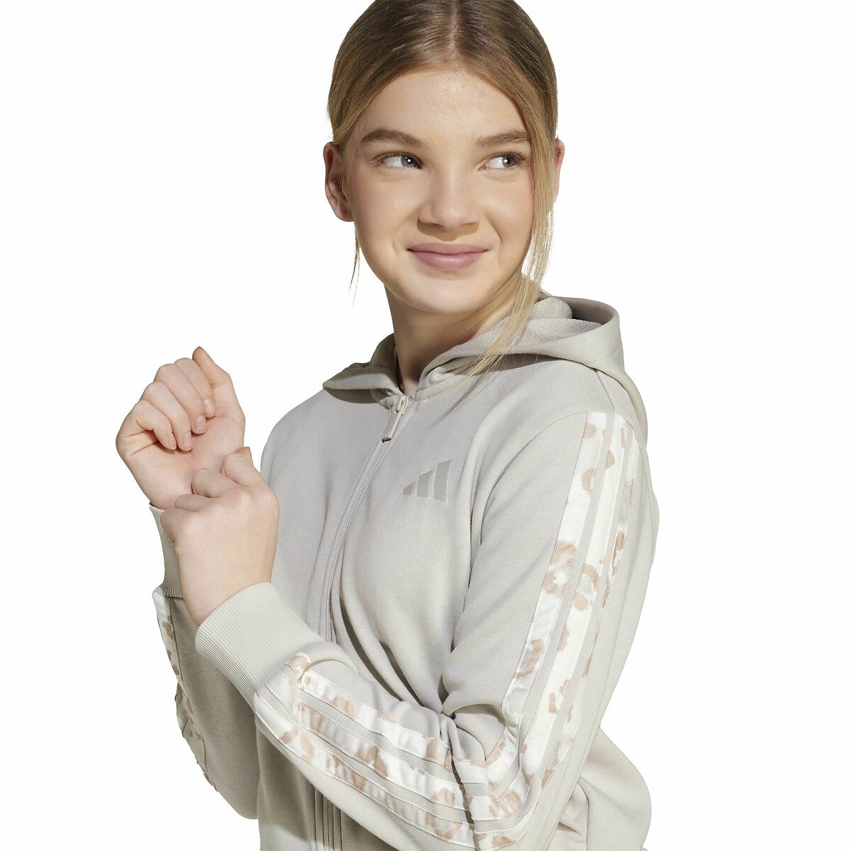 Sweat com fecho em moletão, pormenores em estampado leopardo 90010453, ADIDAS SPORTSWEAR