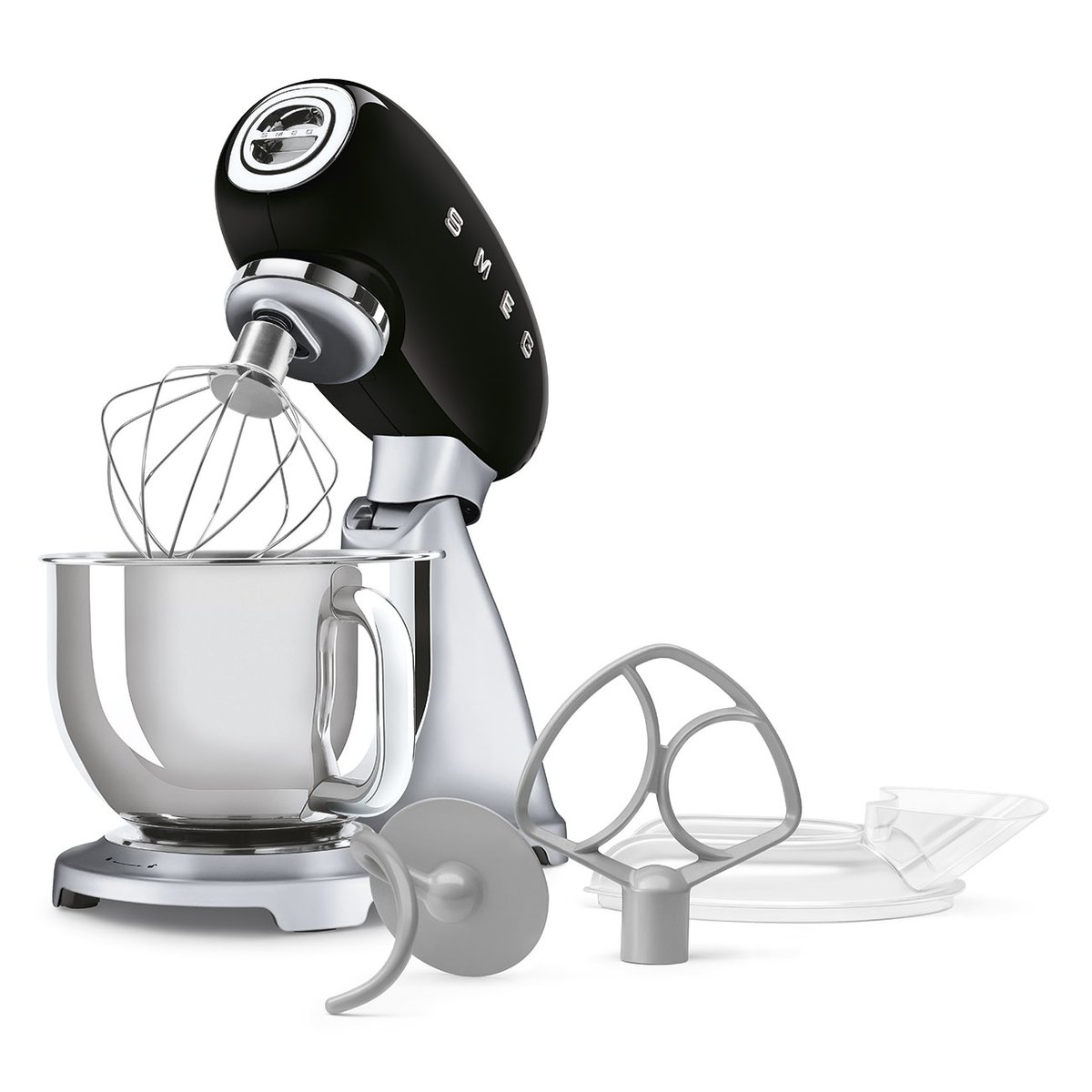 Robot patissier socle inox SMF04 noir brillant, SMEG