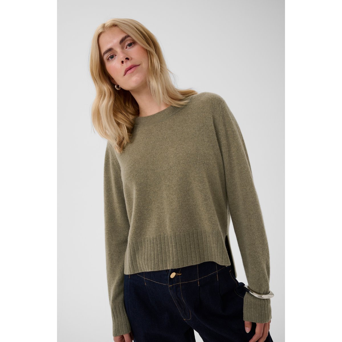 Pullover tricoté vert green melange, CULTURE
