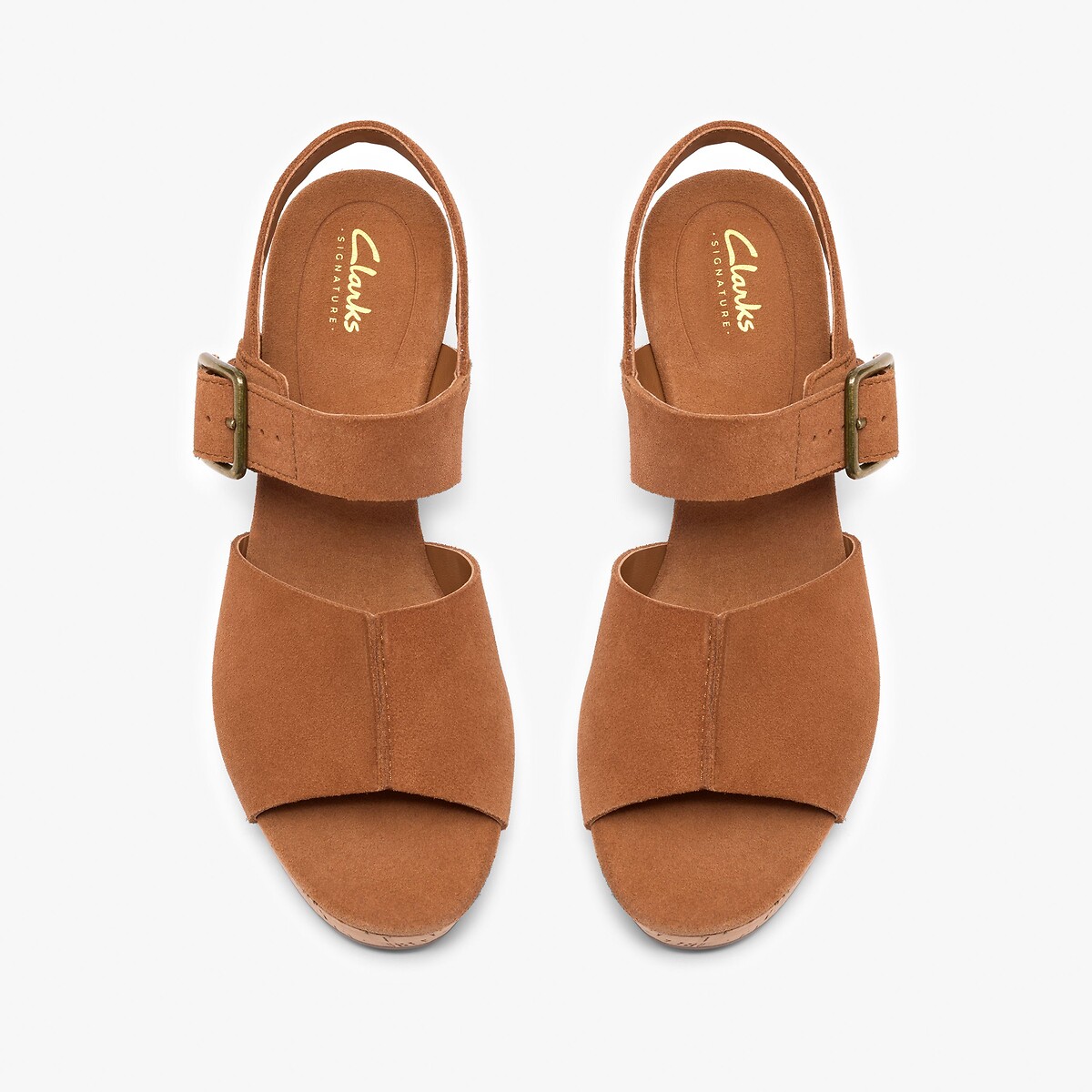 Sandales compensées en cuir suède Sabina Dream tan, CLARKS