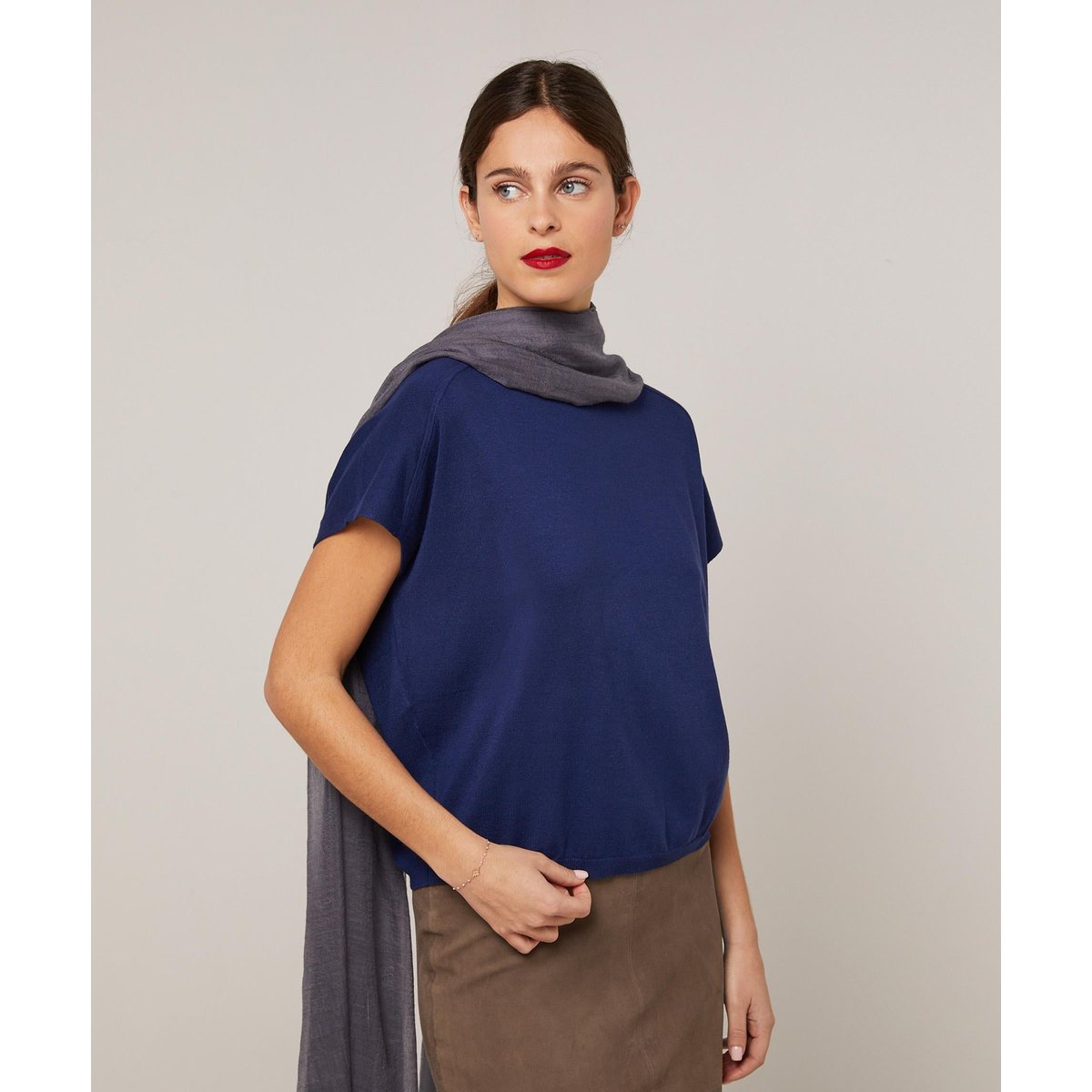 Pull manches courtes oversize bleu marine, RODIER