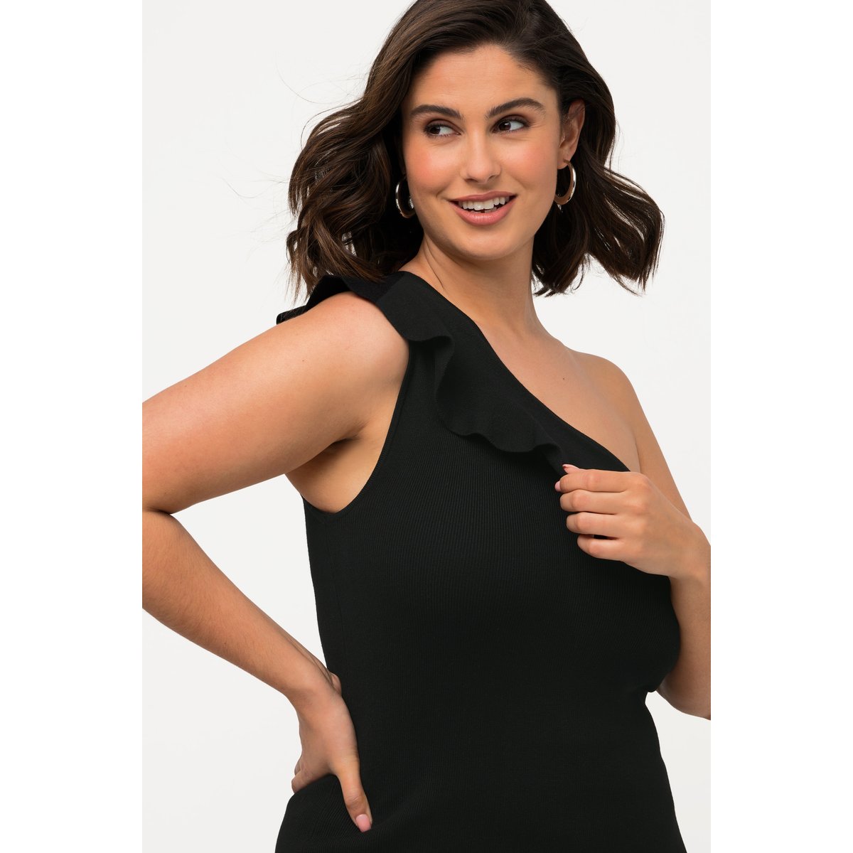 Débardeur asymétrique en maille, col rond noir, ULLA POPKEN