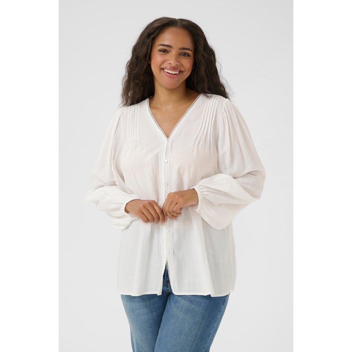 Blouse à manches longues blanc chalk, KAFFE CURVE