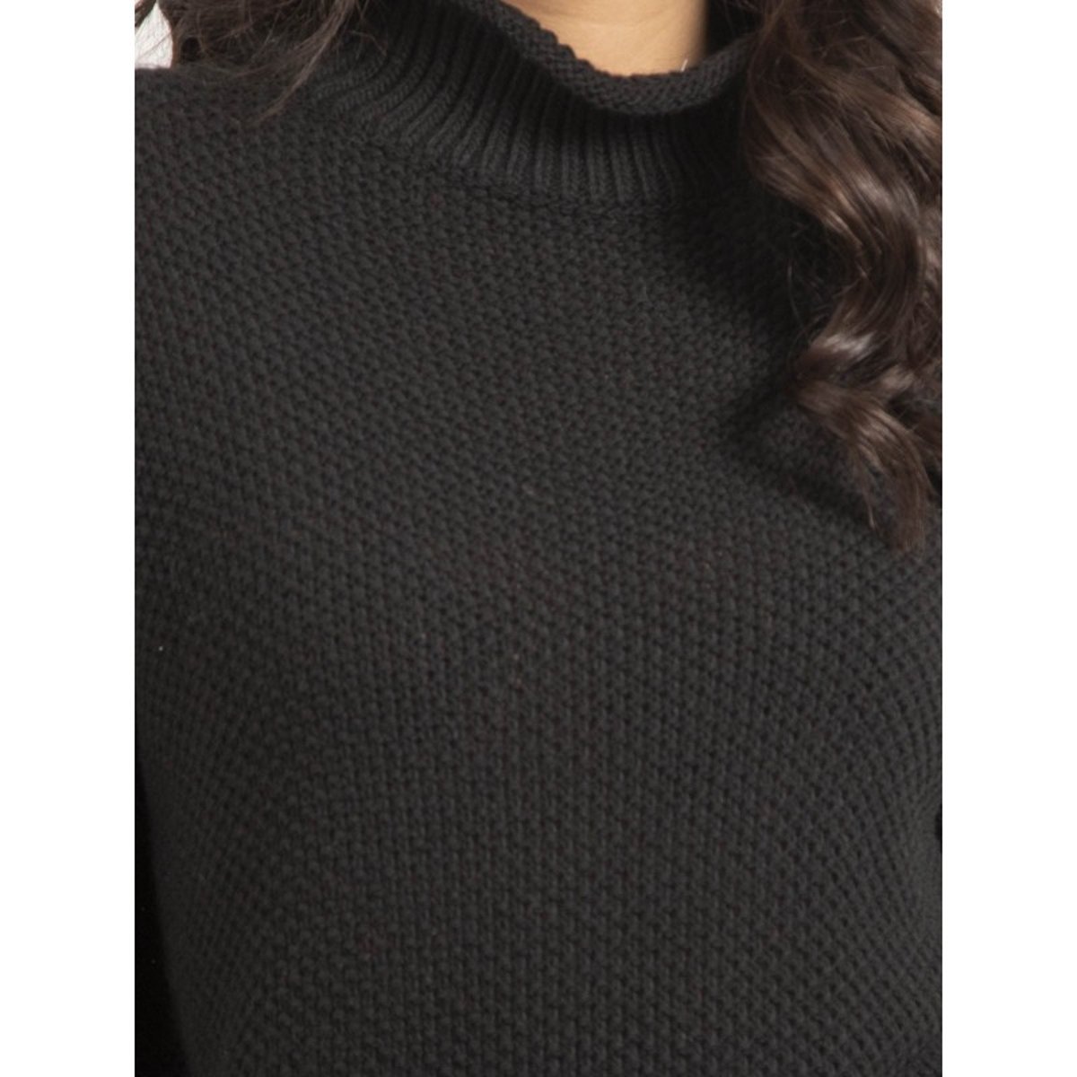 Pull Col Montant Kianty noir, DONA LISA