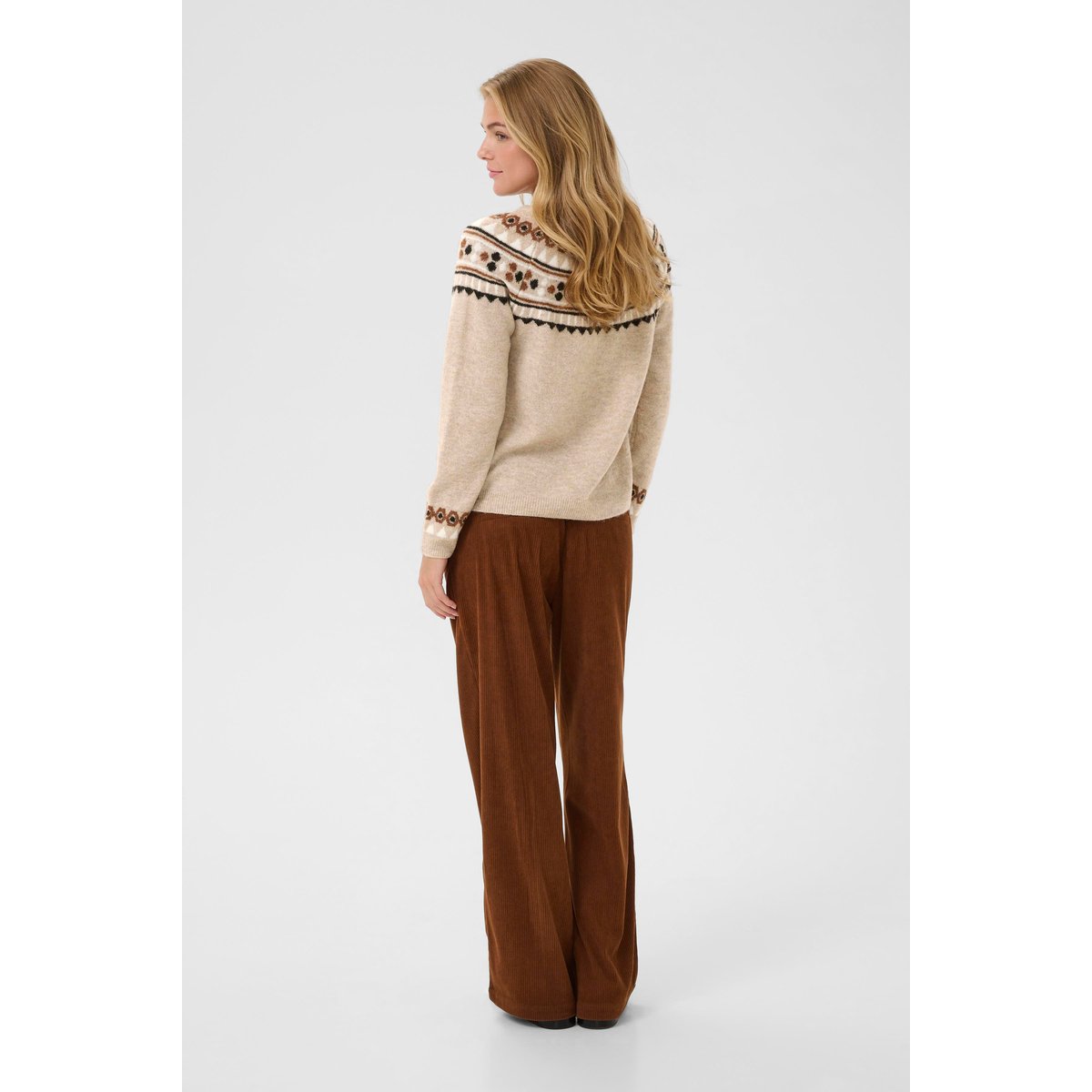 Pullover tricoté marron cobblestone melange, CREAM