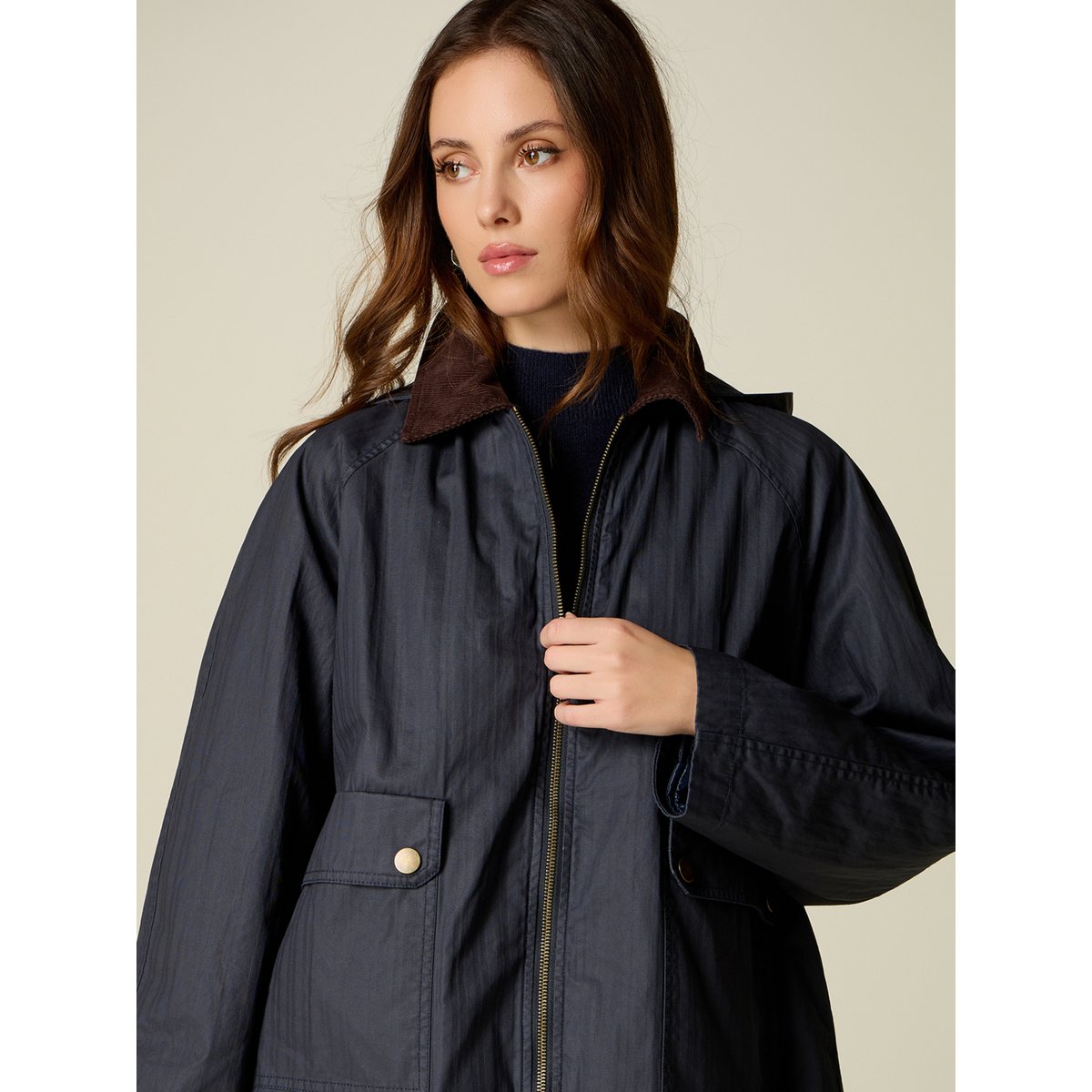 Trench court avec doublure amovible bleu, OLTRE