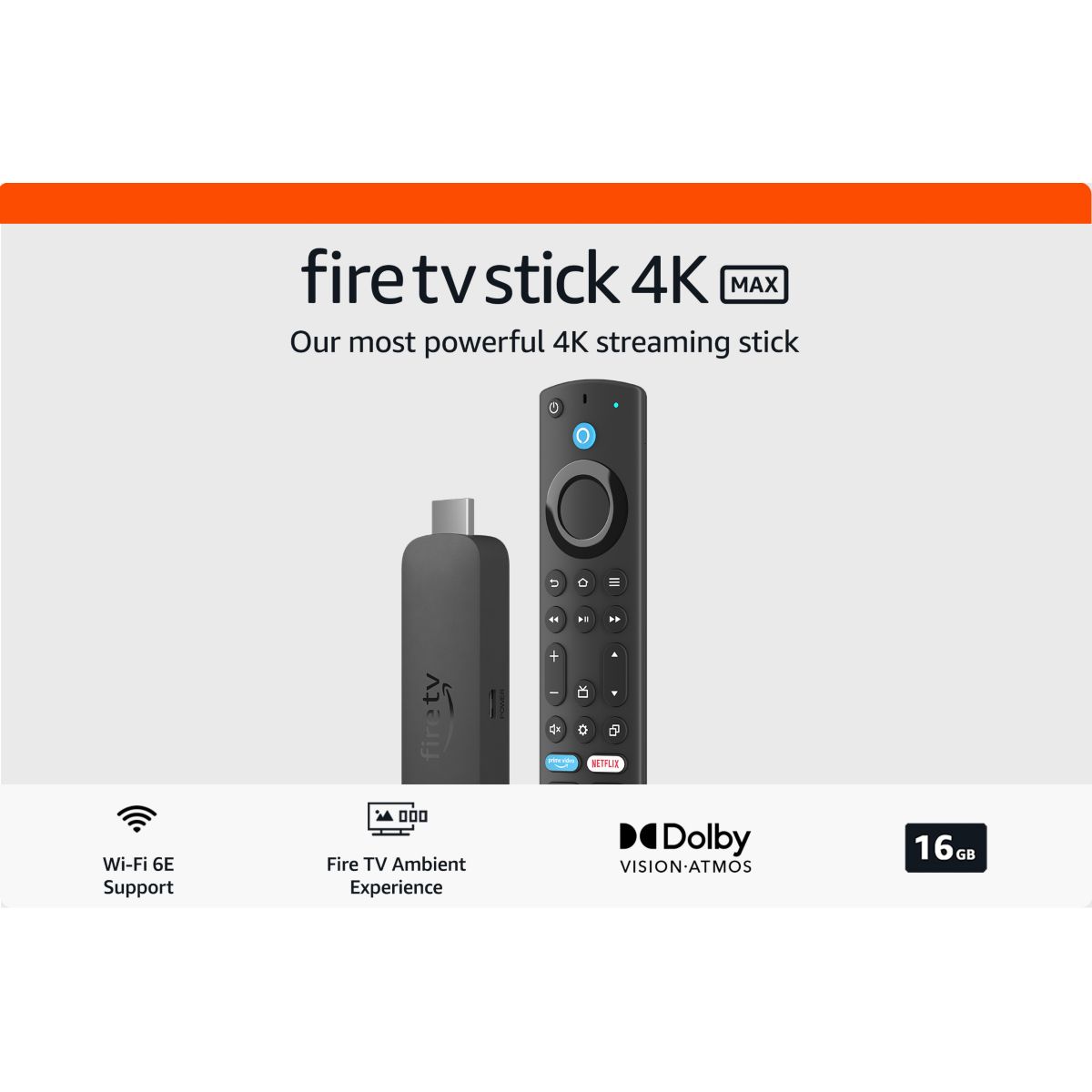 Passerelle multimédia Fire TV Stick 4K max 2024 couleur unique, AMAZON