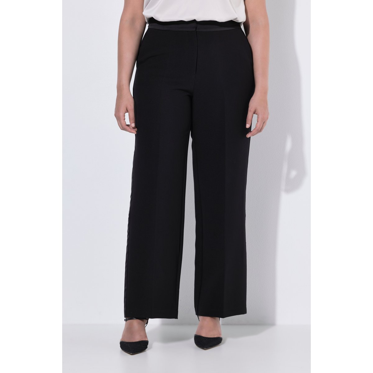 Pantalon de tailleur avec passepoils noir, ULLA POPKEN