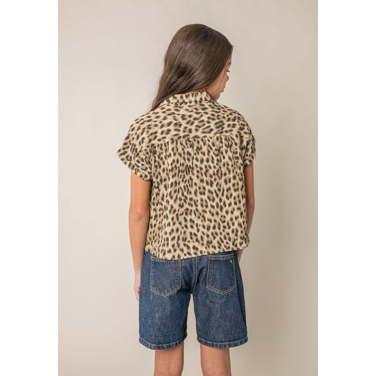 Blouse fille imprimé léopard CELIANE beige, DEELUXE