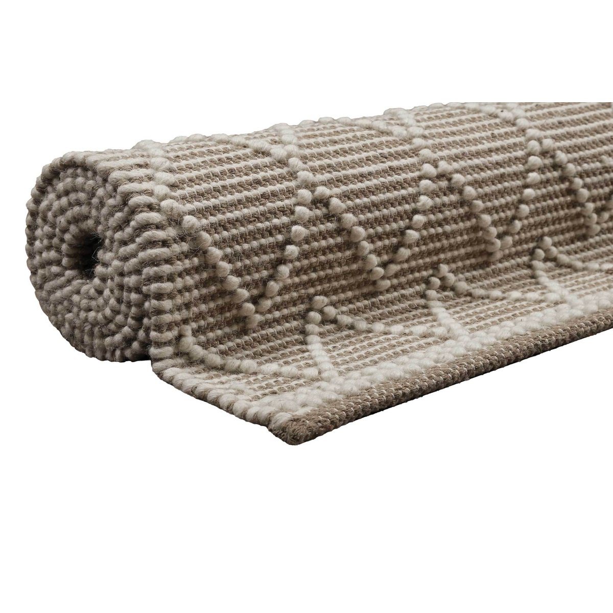 Tapis en laine et coton, tissé main ,  Ana blanc laine-taupe, ESPRIT
