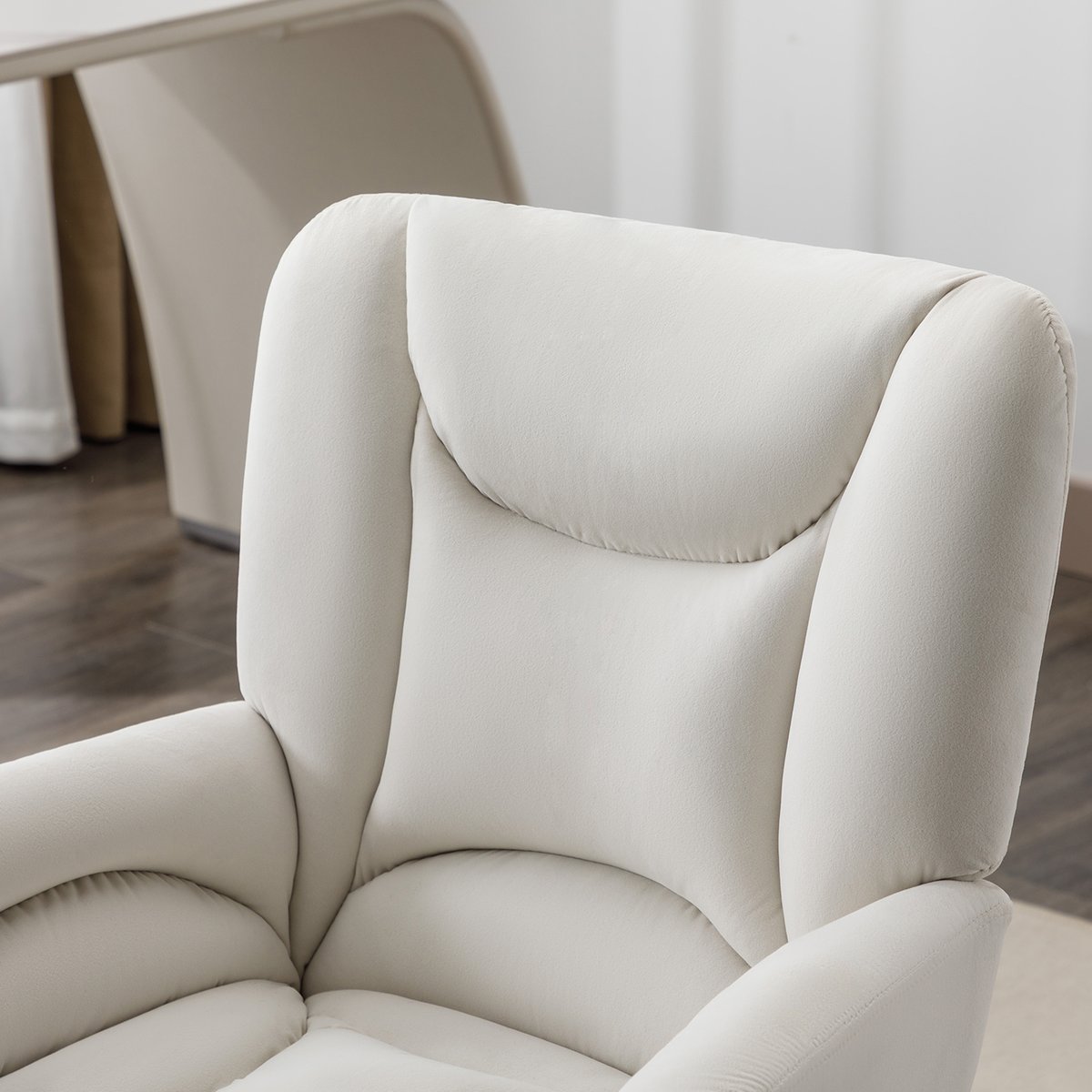 Chaise de bureau en velours réglable et pivotante, ROSSIE blanc, MEUBLES COSY
