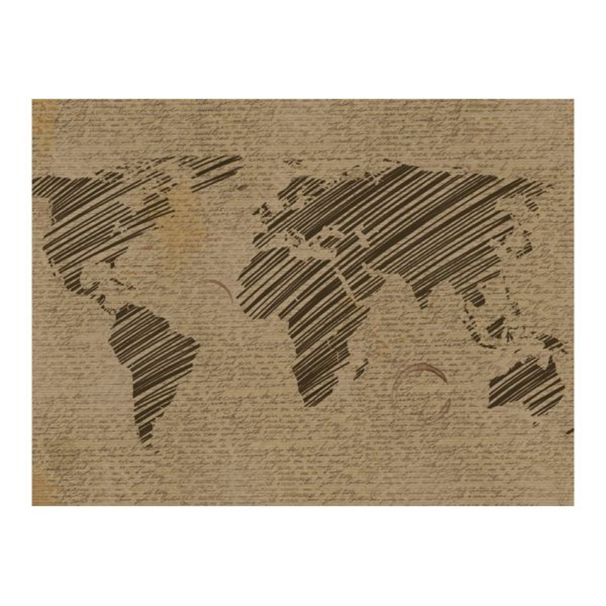Papier peint intissé panoramique Carte du monde Notes from journeys multicouleur, EDEN