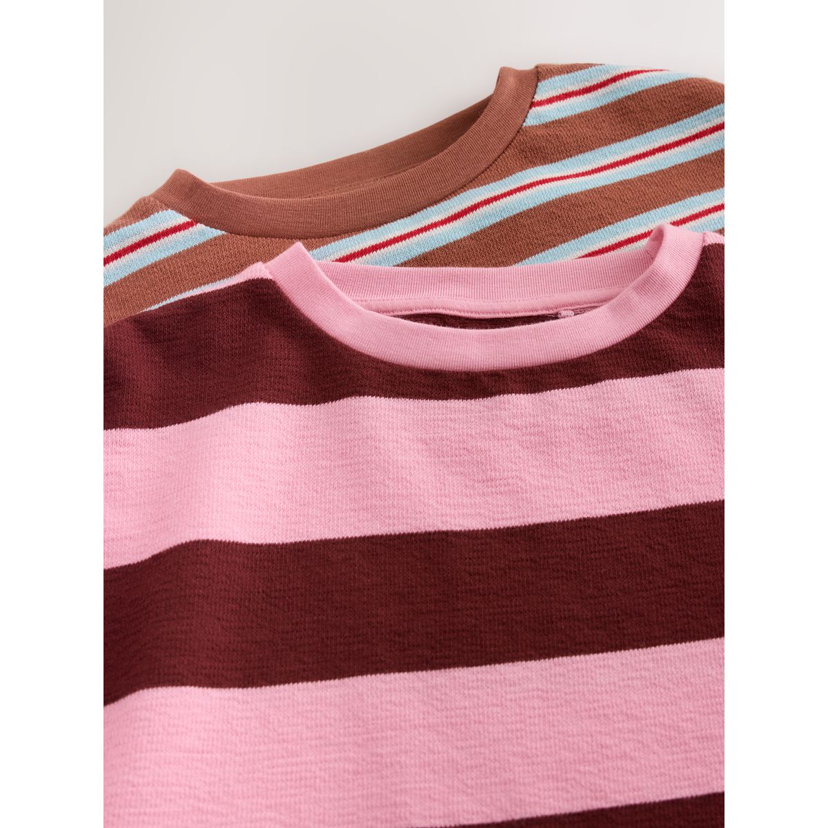 Haut texturé à manches longues, lot de 2 rayure rose/marron, NEXT