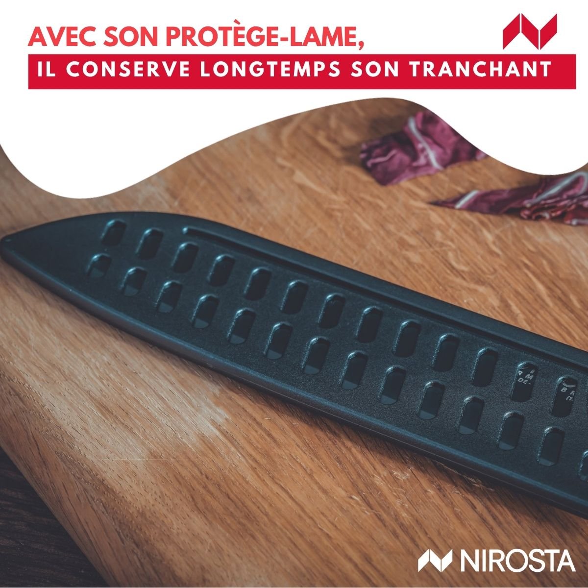 Couteau Santoku 31 cm FLOW bois,noir, NIROSTA