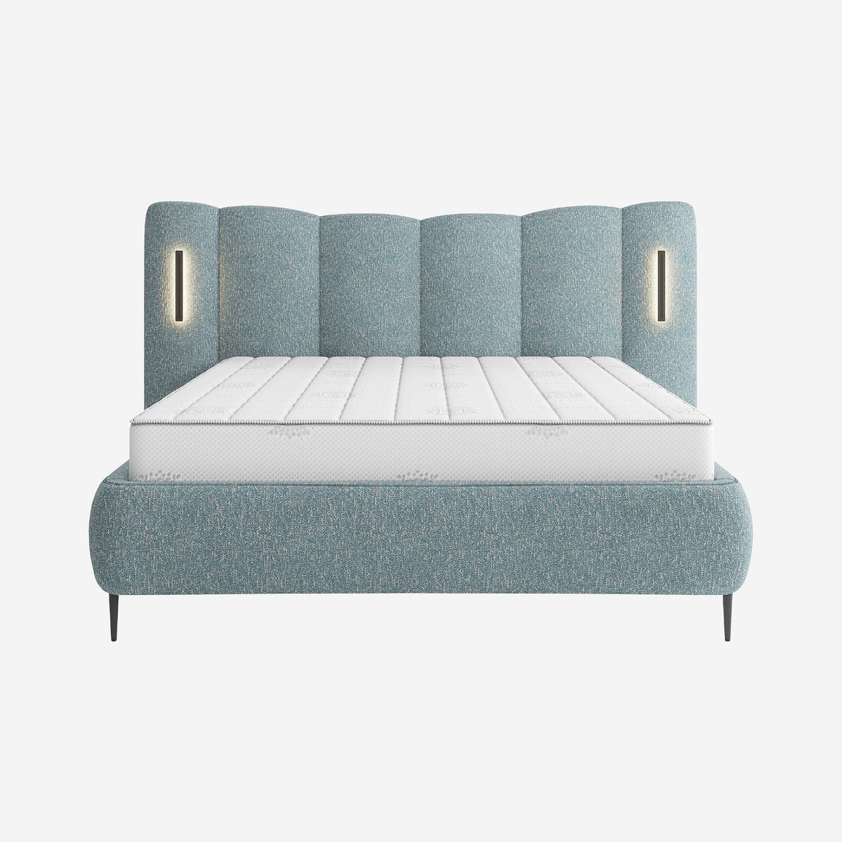 Lit coffre tissu SIDERNO bleu, HABITAT