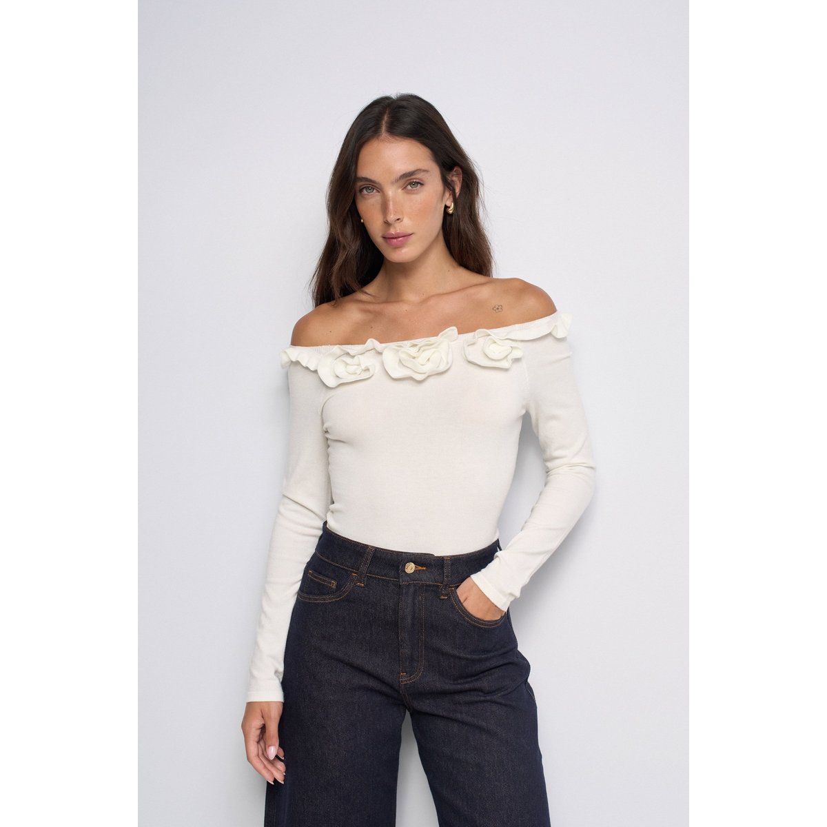 PULL À APPLIQUES FLORALES 3D beige, SALSA JEANS