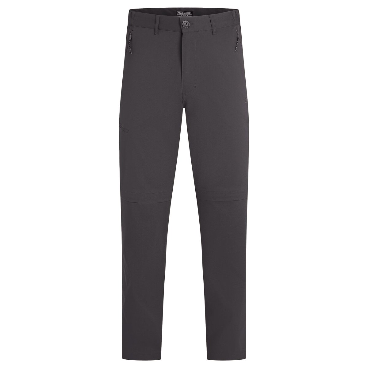 Pantalon uni à taille mi-haute semi-élastiquée 2-en-1 KIWI PRO gris foncé, CRAGHOPPERS