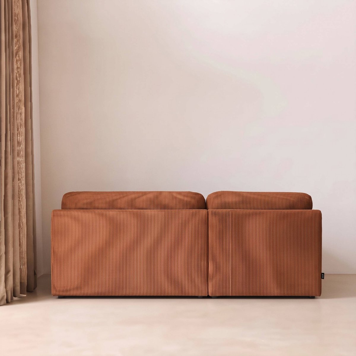 Banquette canapé d'angle gauche convertible 3 places velours côtelé avec coffre NELSON taupe, SWEEEK