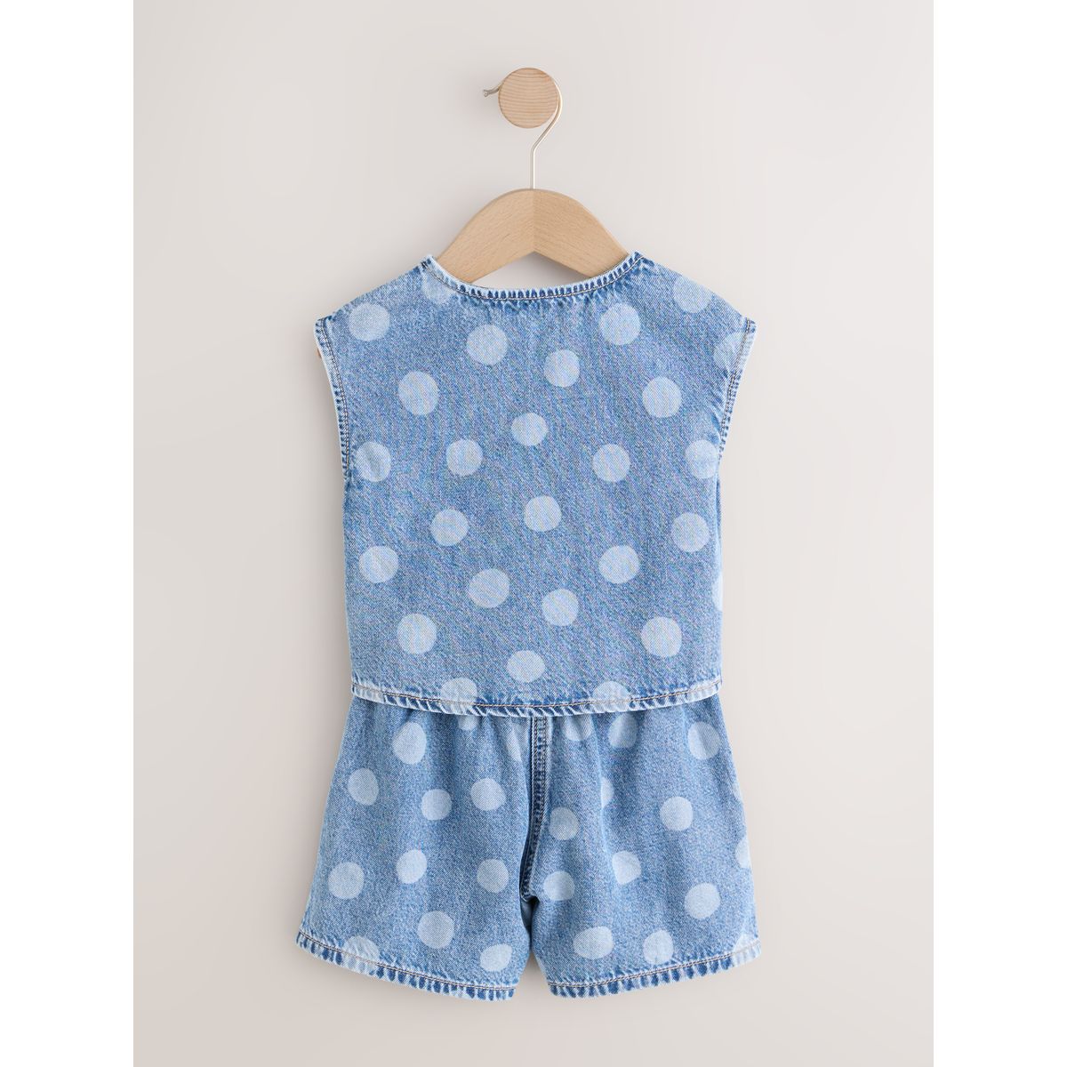 Ensemble gilet et short en jean à pois bleu moyen, NEXT