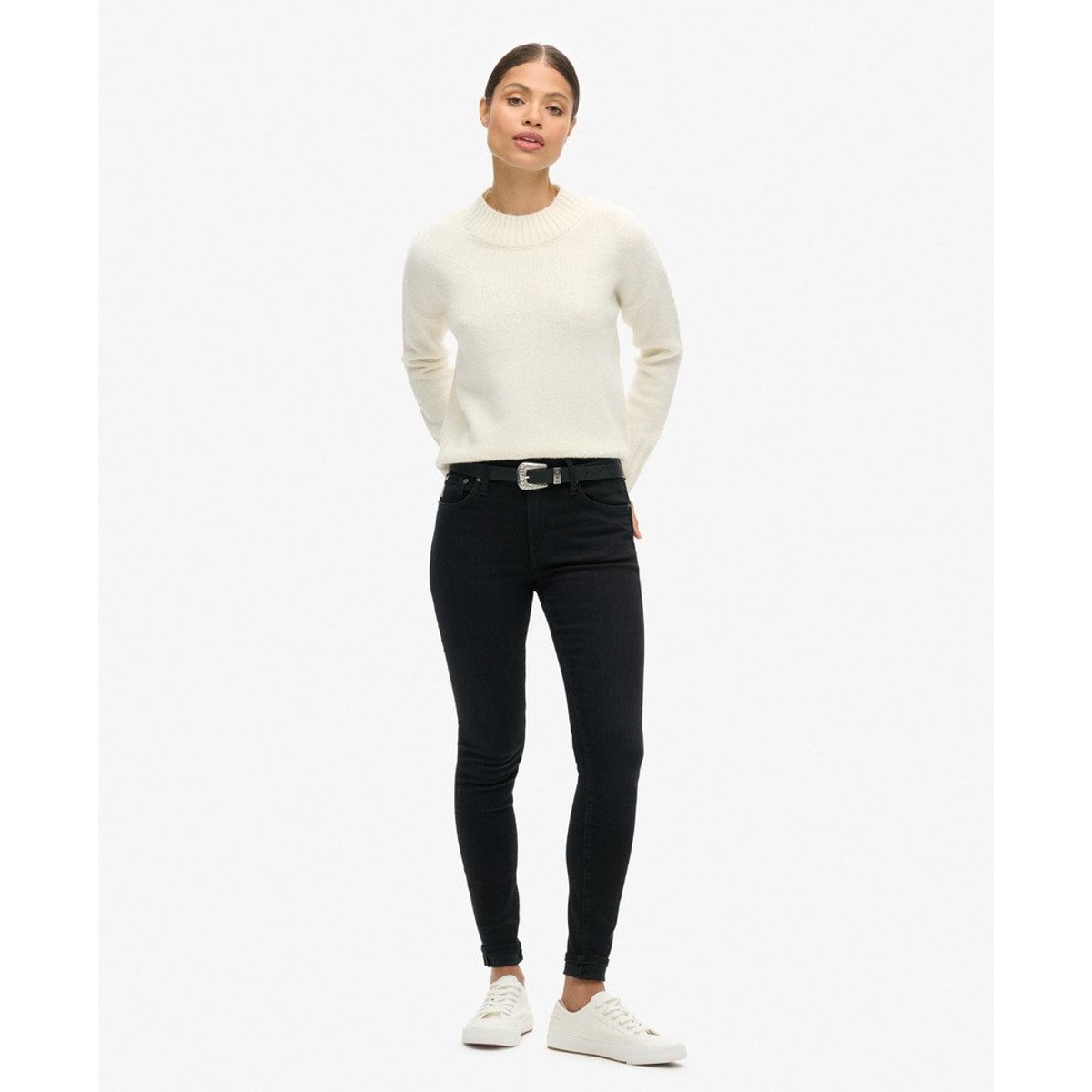Pull à col cheminée Essential blanc vif, SUPERDRY